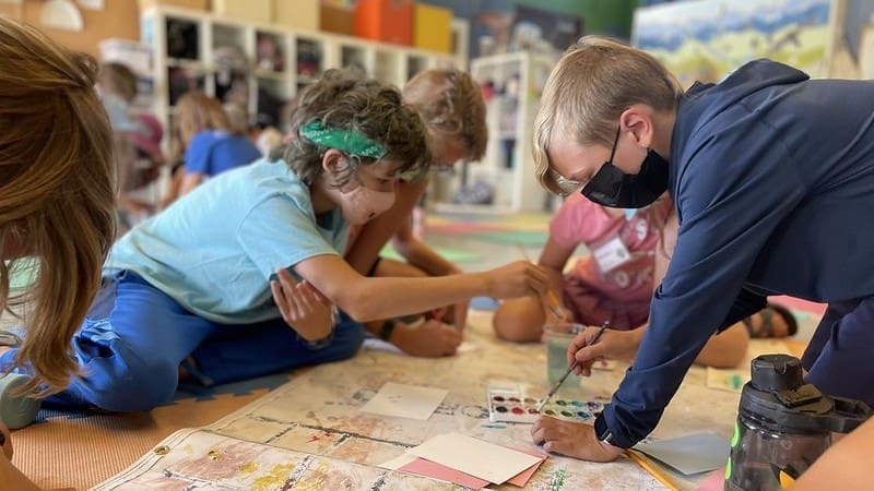watercolor group painting at SPREE camp